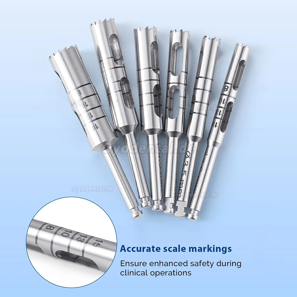 6-teiliges Dental Implantat Trephine Bohrer Set Chirurgisches Instrumentenkit